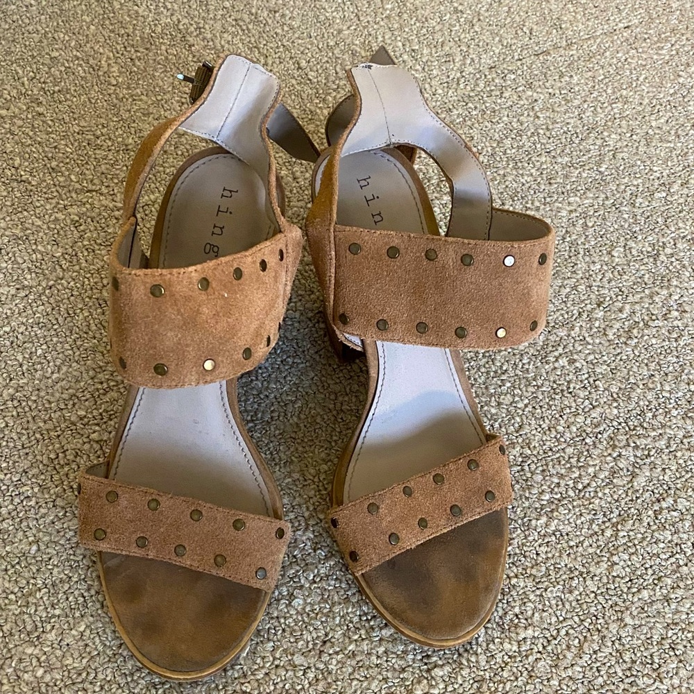 Hinge suede heeled sandals